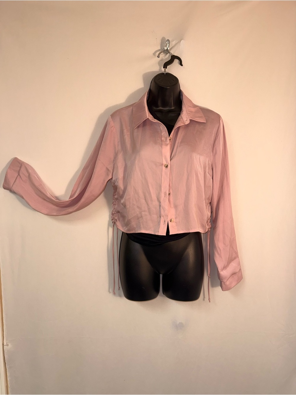 Self Esteem Blush Pink Cropped Button-Down Shirt